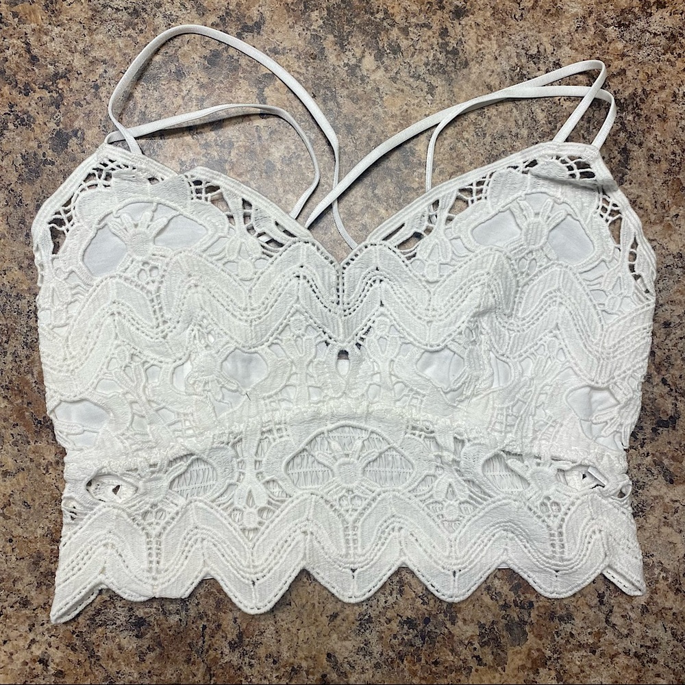 100% Cotton White Soft Lace Bralette Size Small NWOT